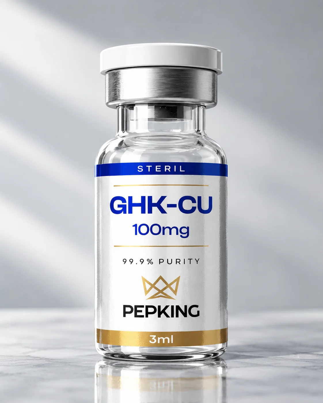 Frasco de GHK-Cu 100 mg da Pepking, 3 mL
