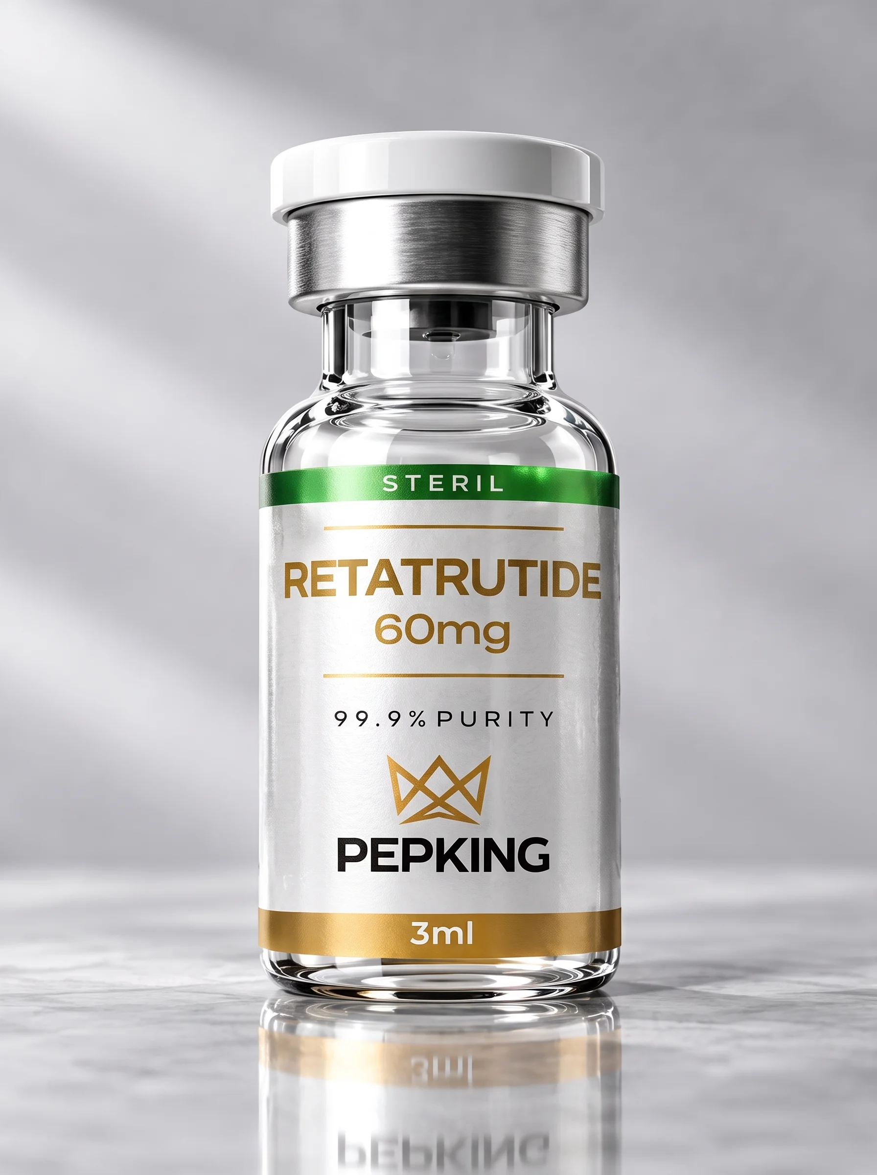 Frasco de Retatrutide 60 mg da Pepking, 3 mL